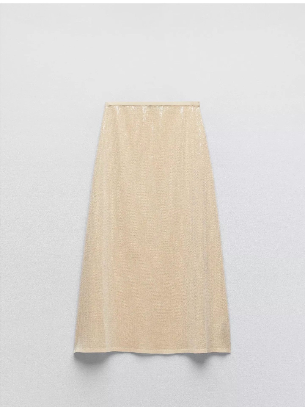 Zara Cream Sequin Midi Skirt